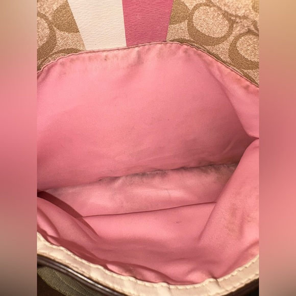 COACH HERITAGE STRIPE SIGNATURE C’s PVC BOSTON SATCHEL BAG WITH NO HANGTAG - Picture 12 of 17